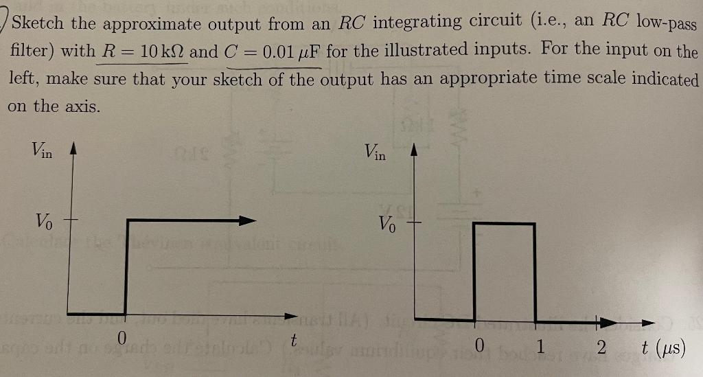 Solved Sketch the approximate output from an RC integrating | Chegg.com
