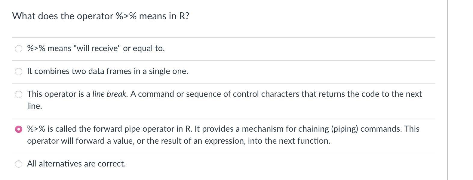 Solved What does the operator > means in R? > means