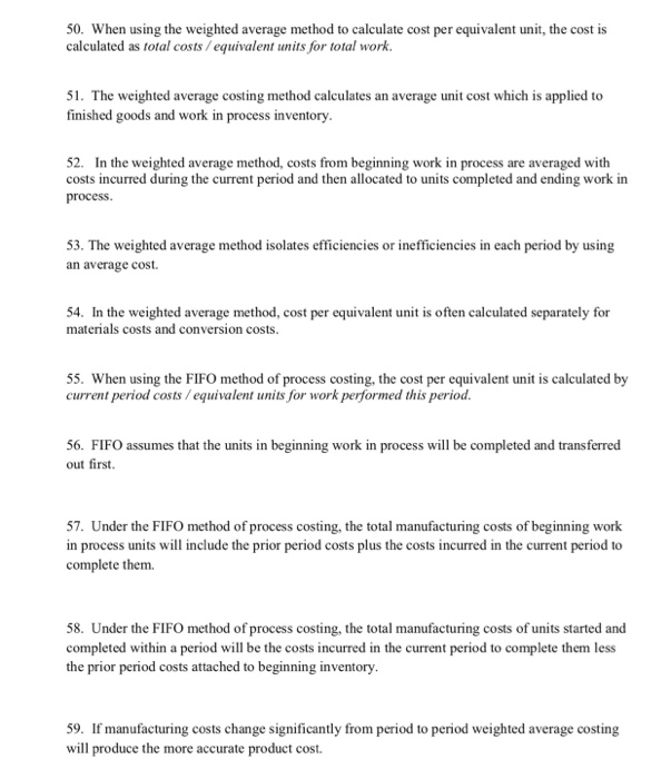 Solved 50. When using the weighted average method to
