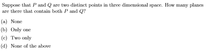 Solved Suppose that P and Q are two distinct points in three | Chegg.com