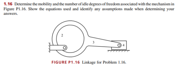 Solved 1.16 Determine the mobility and the number of idle | Chegg.com