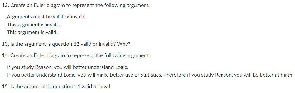 Solved 12. Create an Euler diagram to represent the | Chegg.com