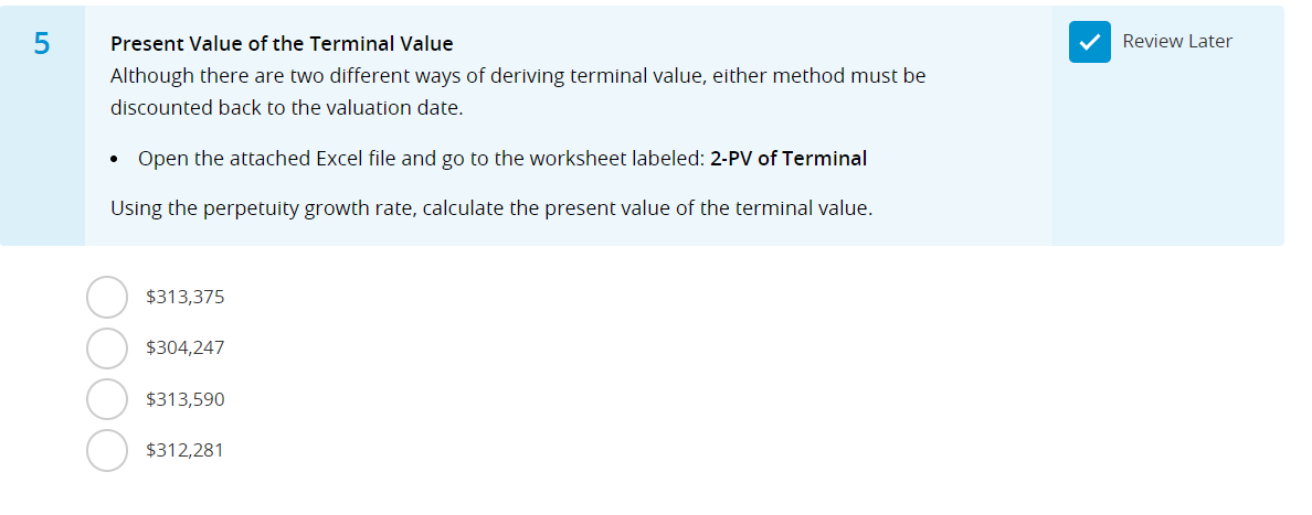 Solved Please Help : Present Value Of The Terminal | Chegg.com