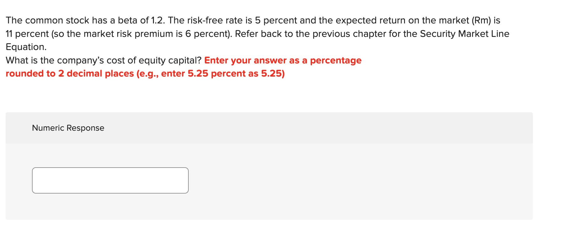 Solved The common stock has a beta of 1.2. The riskfree