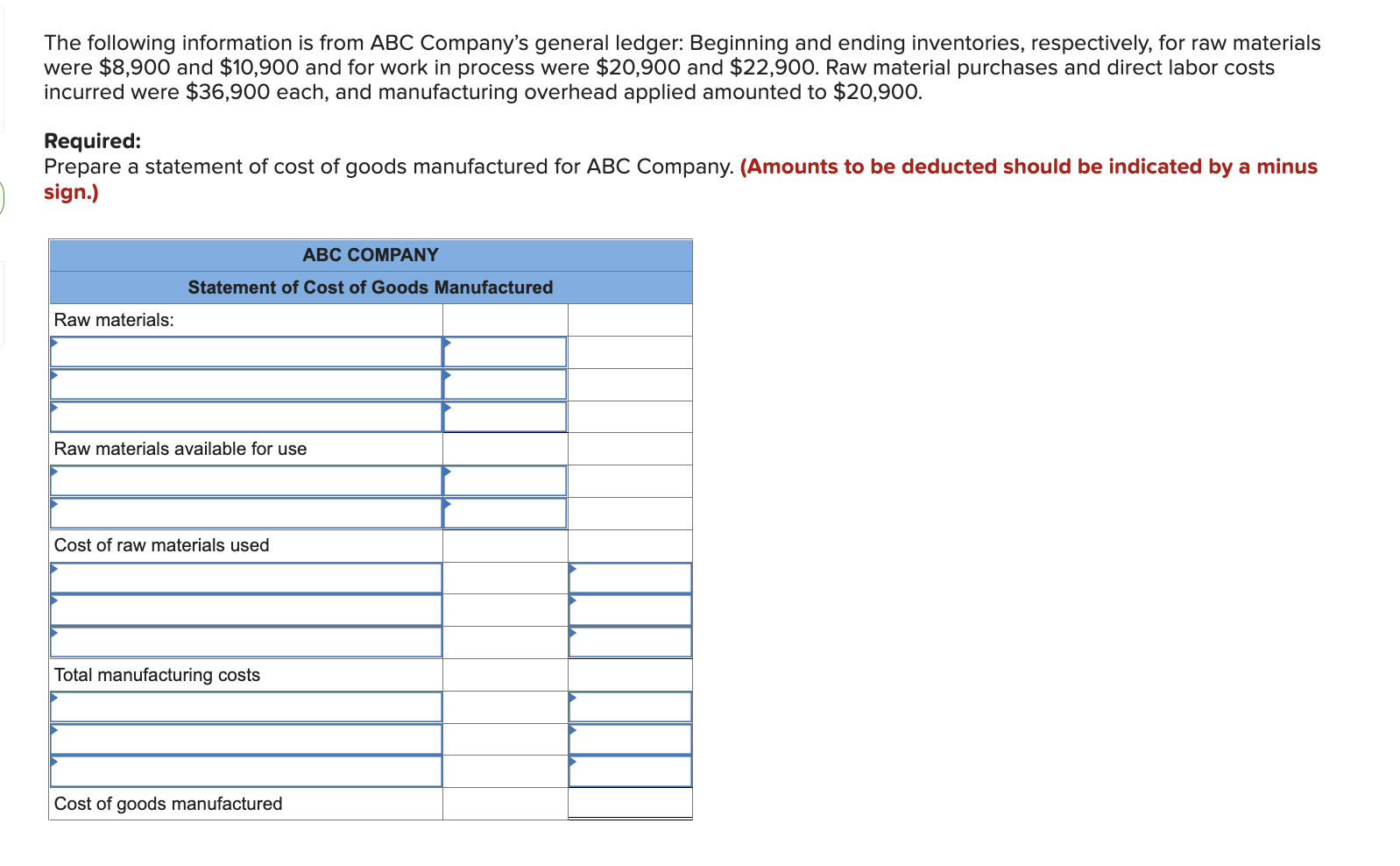 Solved The Following Information Is From ABC Company s Chegg