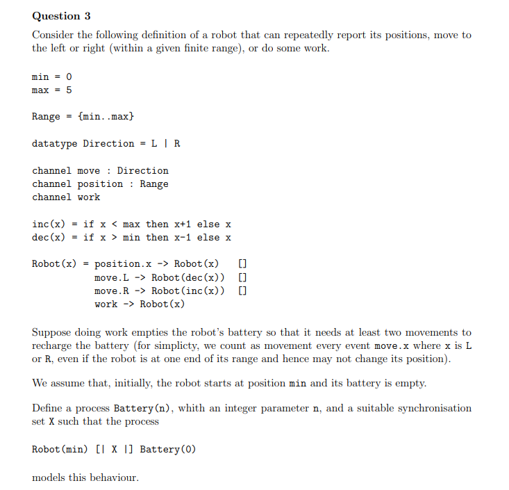 Solved Question 3 Consider the following definition of a | Chegg.com
