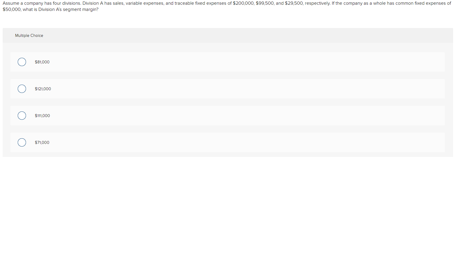 Solved Assume a company has four divisions. Division A has