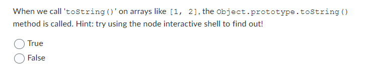 Solved The prototype of object.prototype isconsole. | Chegg.com