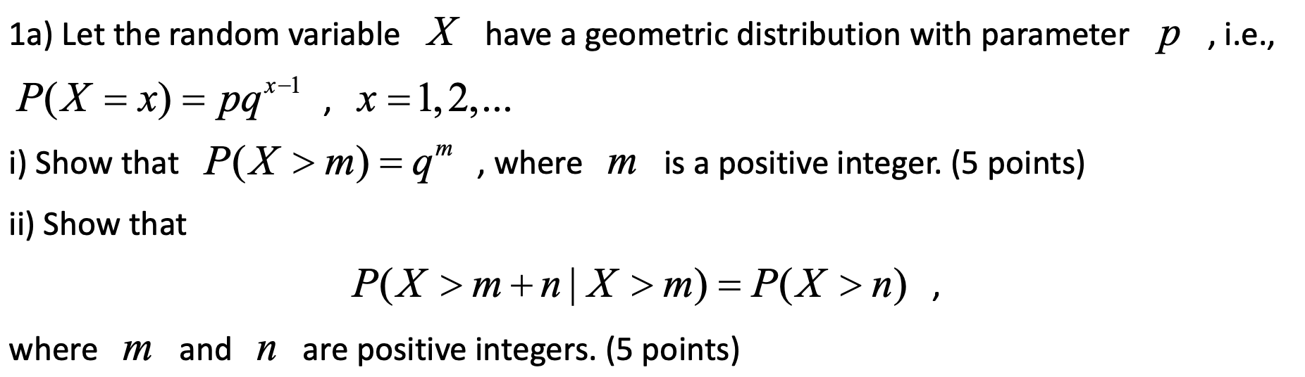 Solved 1a) Let the random variable X have a geometric | Chegg.com