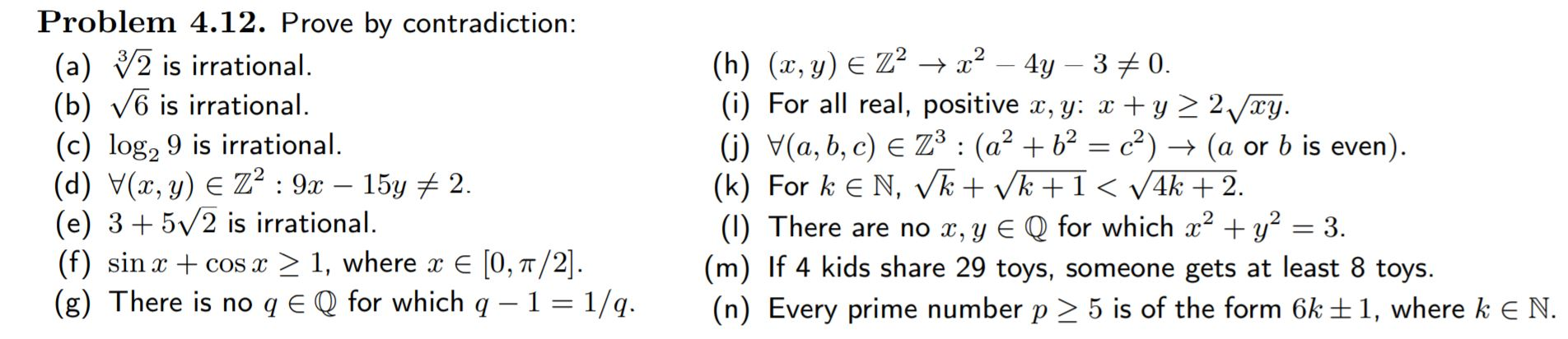 Solved Problem 4.12. Prove by contradiction: (a) 92 is | Chegg.com