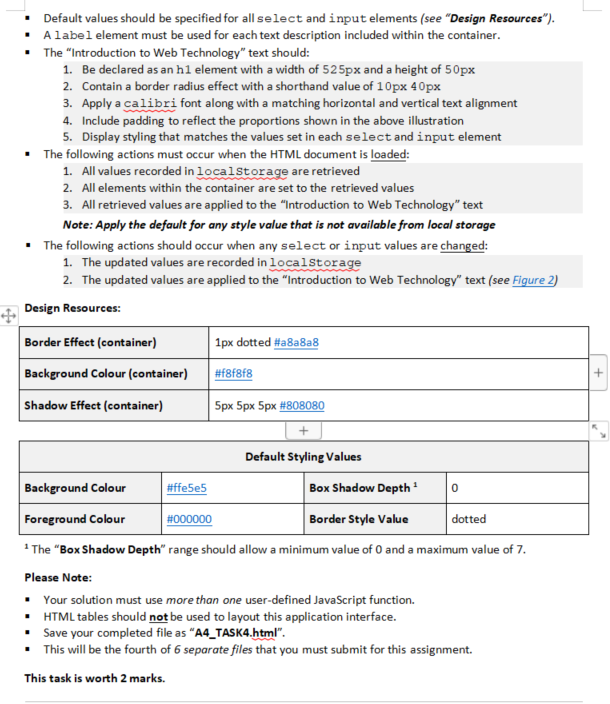 Solved Task 4: Create the HTML and CSS code needed to | Chegg.com