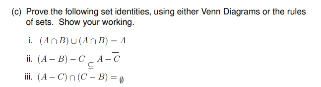 Solved C) Prove The Following Set Identities, Using Either | Chegg.com