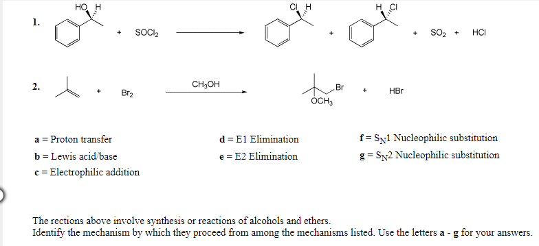Solved HOH H CI 1. SOCI2 SO2 + HCI CH3OH t Br + Br2 HBT OCH3 | Chegg.com