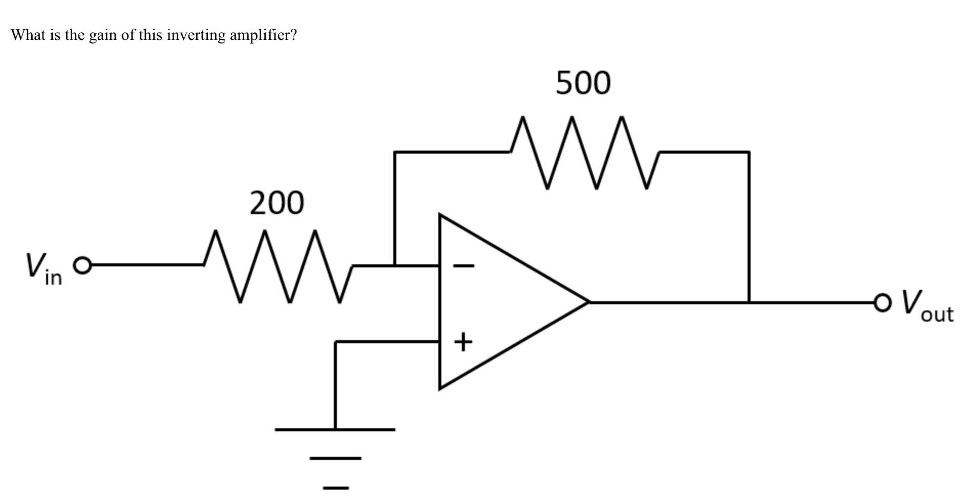 Solved What is the gain of this inverting amplifier? 200 Vin | Chegg.com