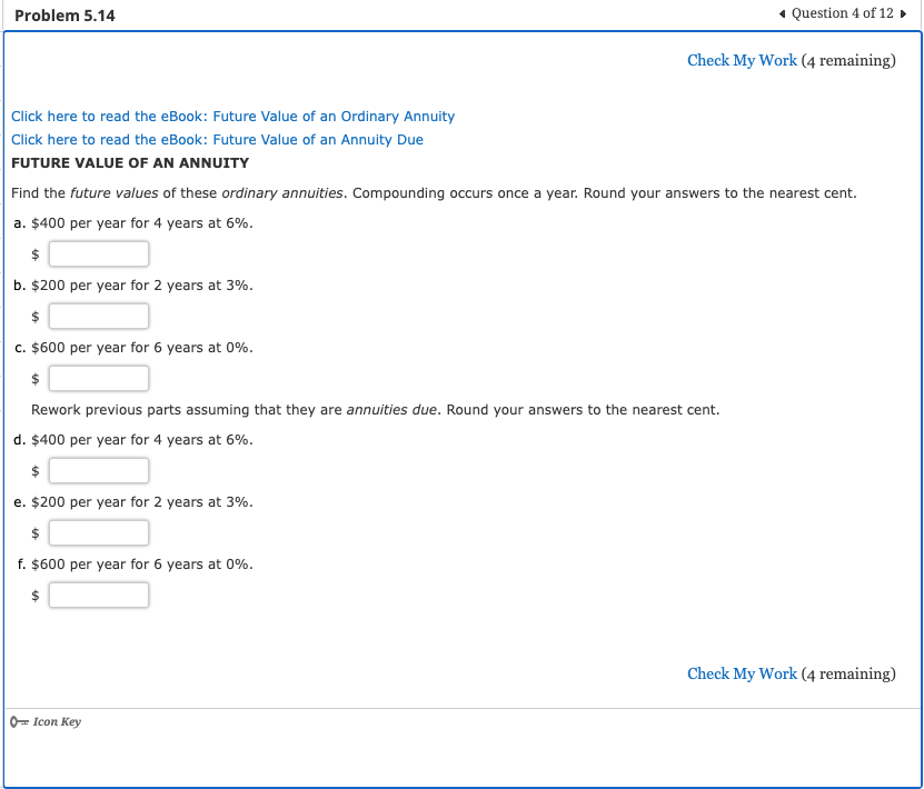 Solved Check My Work (4 remaining) Click here to read the | Chegg.com
