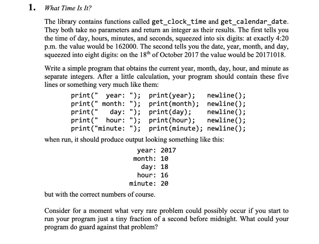 Solved The library contains functions called get_clock_time