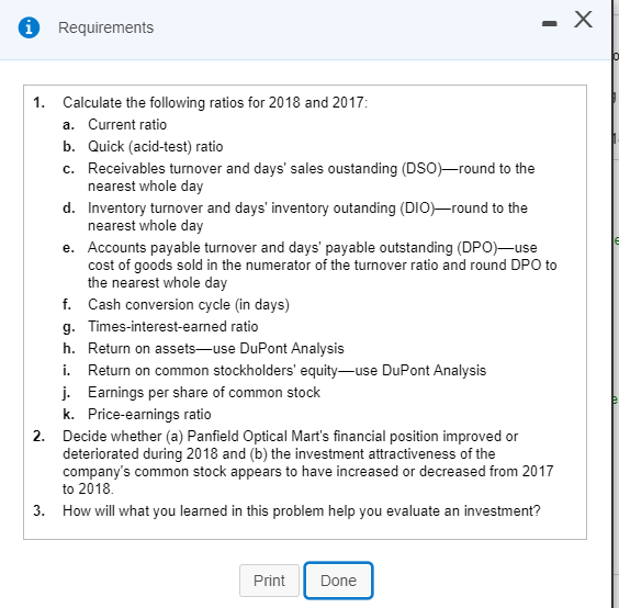 Solved Requirements 1. Calculate the following ratios for | Chegg.com