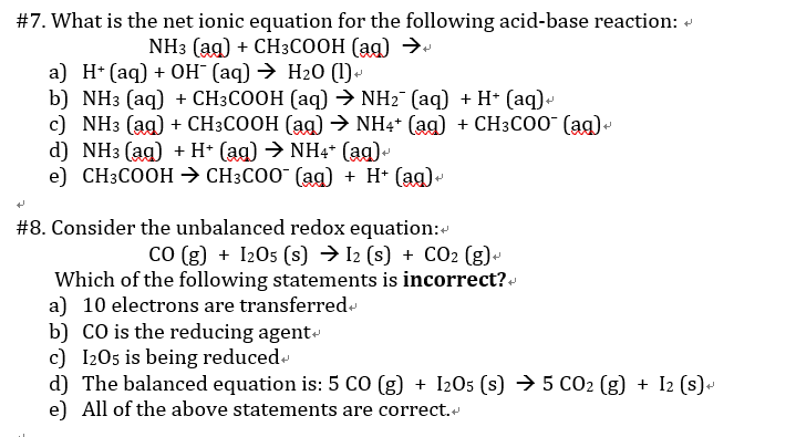 Solved #7. what is the net ionic equation for the following | Chegg.com