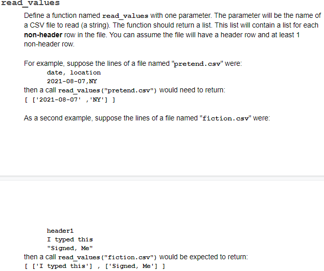 Solved read values Define a function named read_values with | Chegg.com