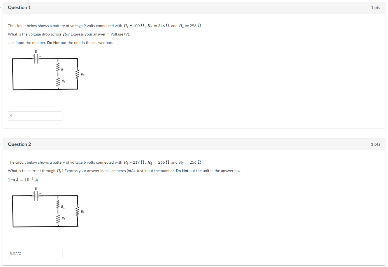 Solved Question 1 1 pts The circuit below shows a battery of | Chegg.com