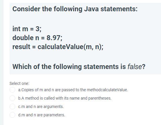 Solved Consider the following Java statements: int m = 3; | Chegg.com