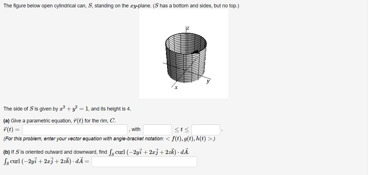 Solved The Figure Below Open Cylindrical Can, S, Standing On | Chegg.com