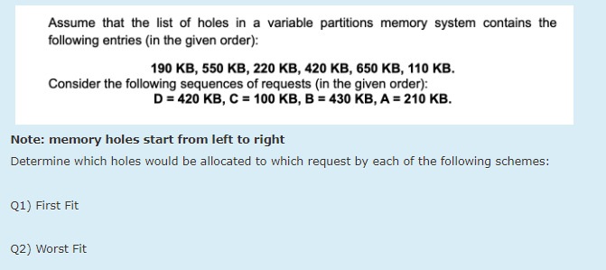 Solved Assume that the list of holes in a variable | Chegg.com
