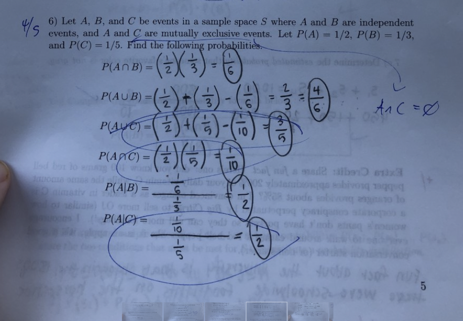 Solved 4/5 6) Let A, B, and C be events in a sample space S | Chegg.com