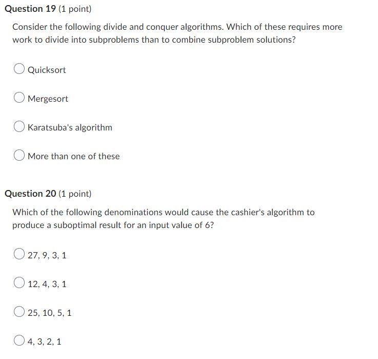 Solved please help with the below algorithm questions | Chegg.com