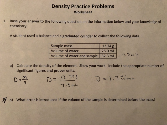 35 Mass Volume And Density Worksheet Answers Support Worksheet