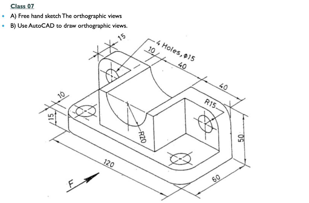 Solved Class 07 A) Free hand sketch The orthographic views | Chegg.com