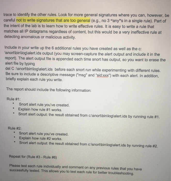 Solved 2. Write 6 snort rules There are several distinct | Chegg.com