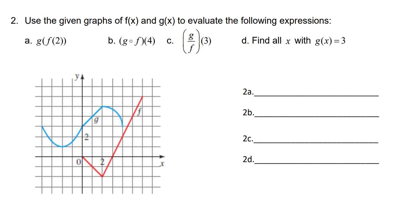 Solved 2 Use The Given Graphs Of F X And G X To Evalua Chegg Com