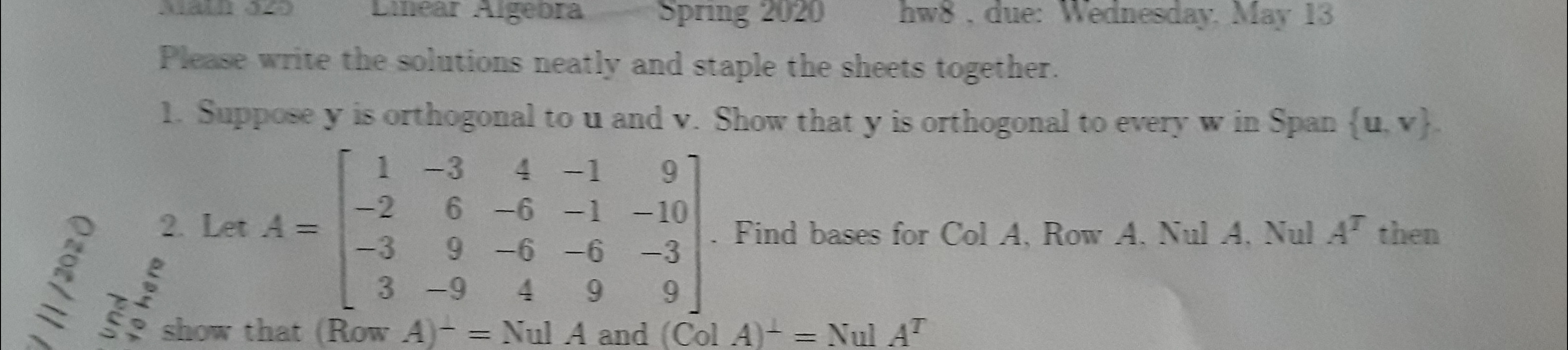 Solved Hi, can someone help me with this linear algebra | Chegg.com
