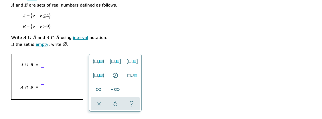 A And B Are Sets Of Real Numbers Defined As Follows Chegg Com