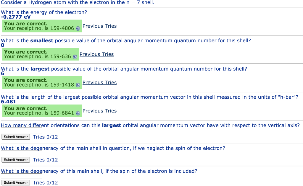 Solved Consider a Hydrogen atom with the electron in the n = | Chegg.com