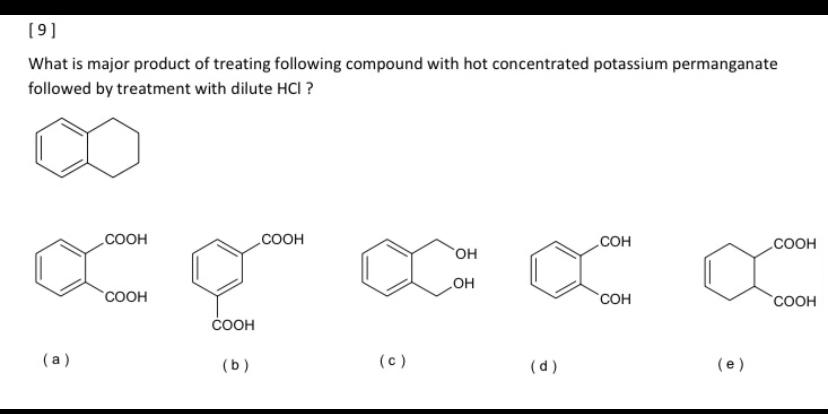 Solved [9] What is major product of treating following | Chegg.com