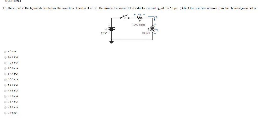 Solved QUESTION 4 For the circuit in the figure shown below, | Chegg.com