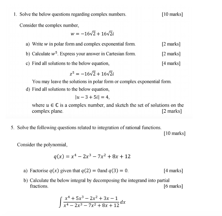 Solved 1. Solve the below questions regarding complex | Chegg.com