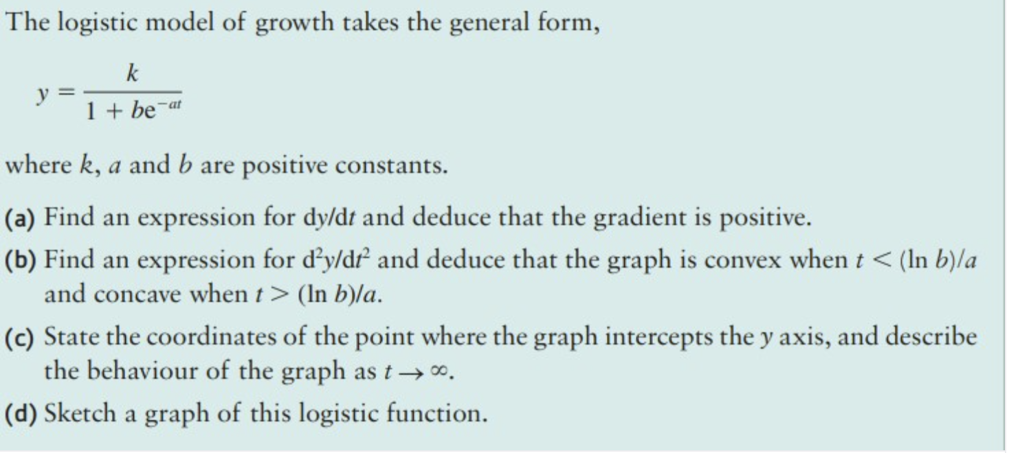 Solved The logistic model of growth takes the general form, | Chegg.com