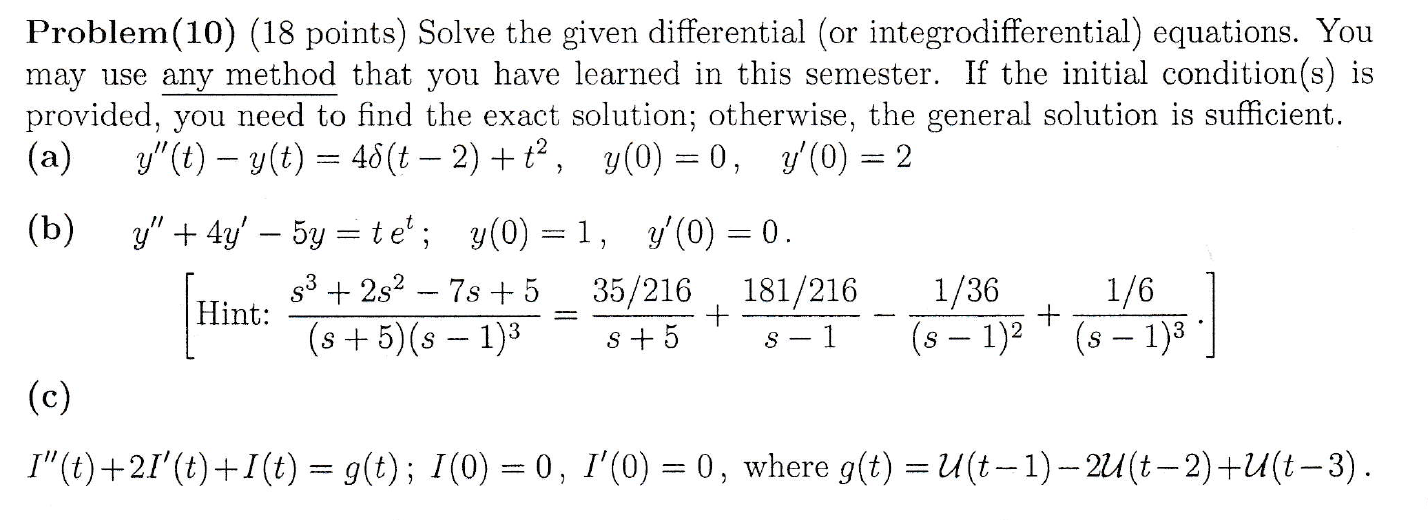 Solved Problem 10 18 Points Solve The Given Differential Chegg Solved Problem 10 18 Points Solve The Given Differential Chegg