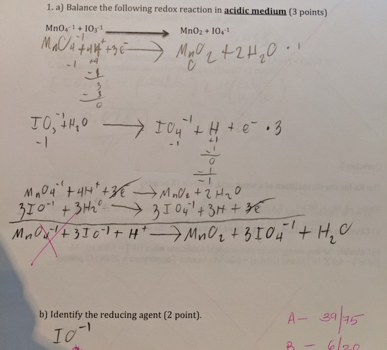 solved-1-a-balance-the-following-redox-reaction-in-acidic-chegg