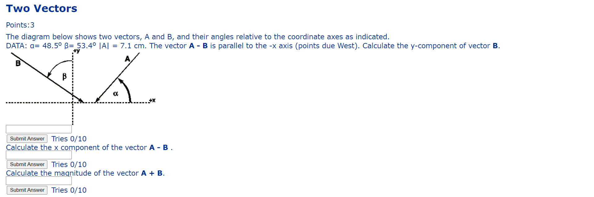 Solved Points: 3 The Diagram Below Shows Two Vectors, A And | Chegg.com