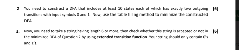 Solved 2 You need to construct a DFA that includes at least | Chegg.com
