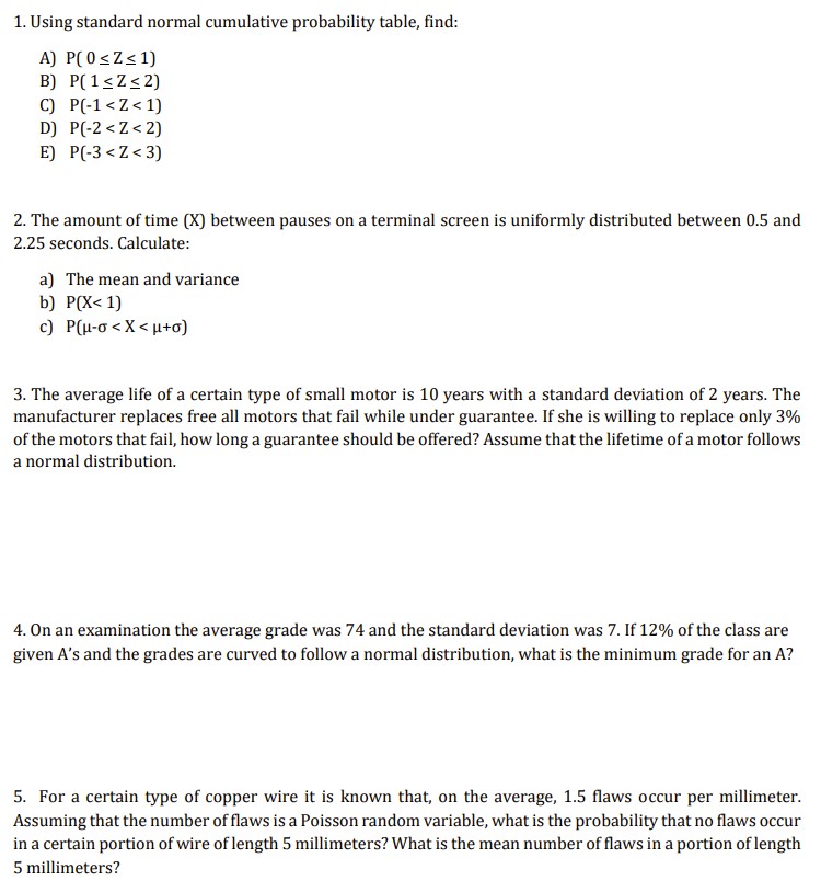 Solved 1 using standard normal cumulative probability chegg