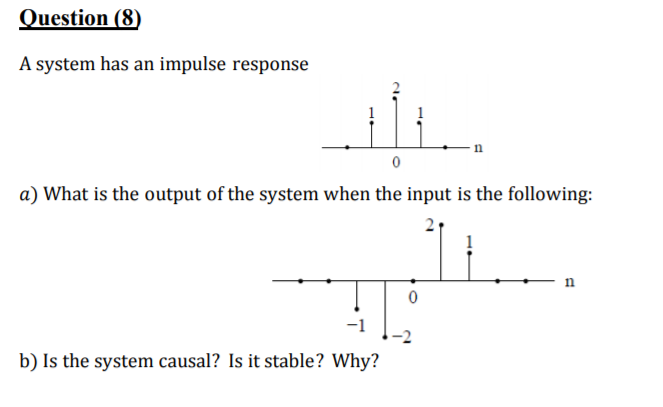 Solved Question (8) A system has an impulse response 0 a) | Chegg.com