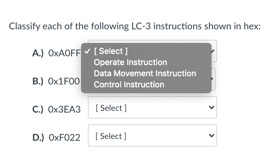 Solved Classify each of the following LC3 instructions