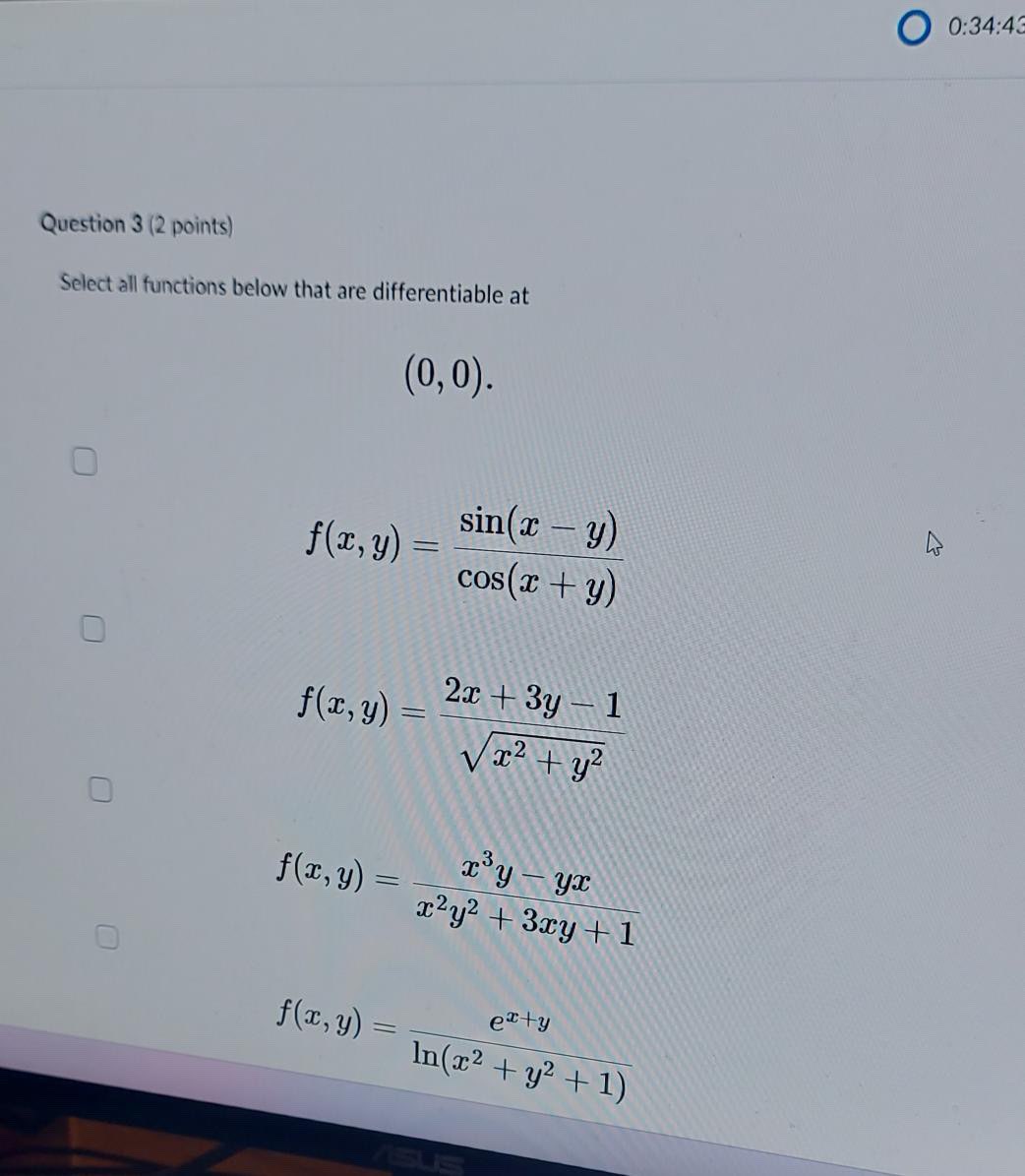 Question 3 (2 ﻿points)Select all functions below that | Chegg.com