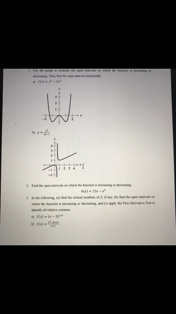 Solved Section 4.3 Increasing and Decreasing Functions and | Chegg.com