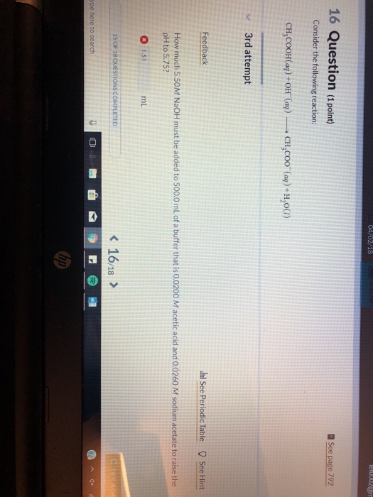 Solved 16 Question (1 point) a See page 792 Consider the | Chegg.com